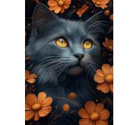 DIY 5D Diamond Painting Kit for Adults, Black Cat Diamond Art Kits, Beginners Square Full Drill Gem Art Crystal Cross Stitch Embroidery Canvas Painting Crafts, for Home Wall Decoration 45x60cm, J8274