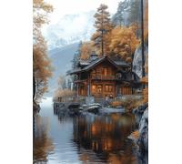 DIY 5D Diamond Painting Kit for Adults, Houses Diamond Art Kits, Beginners Square Full Drill Gem Art Crystal Cross Stitch Embroidery Canvas Painting Crafts, for Home Wall Decoration 45x60cm, J7900
