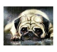 DIY 5D Diamond Painting Kit Full Drill Pug Dog Diamond Painting by Number Kits for Adults,Crystal Rhinestone Embroidery Cross Stitch Pictures Arts Crafts for Home Wall Decor 25x30cm/10x12inch