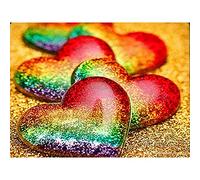 DIY 5D Diamond Painting Kit Full Drill Rainbow Heart Diamond Painting by Number Kits for Adults,Crystal Rhinestone Embroidery Cross Stitch Pictures Arts Crafts for Home Wall Decor (30x40cm/12x16inch)