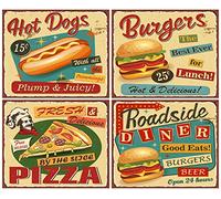 DIY 5D Diamond Painting Kit Retro Fast Food Vintage Diner Sign Burger Restaurant 1950S Menu Metal 12" X 16" Adult Children Full Drill Rhinestone Cross Stitch Art Crafts for Home Decoration