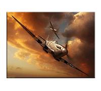 DIY 5D Diamond Painting Kits， Aircraft Spitfire Dusk 40x50cm Adults Full Drill Diamond Art,Diamond Embroidery Crystal Rhinestone Pasted Painting Arts Craft for Relaxation and Home Wall Decor(16x20in)