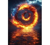 DIY 5D Diamond Painting Kits, Fire Circle Full Drill Diamond Art and Crafts Painting Pictures, Water Embroidery Cross Stitch Canvas Painting by Numbers for Adults, Home Wall Decor,60x80cm A62S-61