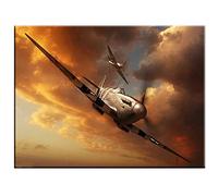 DIY 5D Diamond Painting Kits for Adults, Aircraft Spitfire Dusk 45x60cm Full Drill Diamond Embroidery Art Crystal Rhinestone Cross Stitch Painting Arts Craft Canvas Pictures for Home Wall Decor Gift