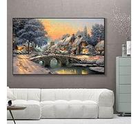 DIY 5D Diamond Painting Kits for Adults and Kids Snow Scene Large Size Full Drill Diamond Embroidery Painting Mosaic Images by Number Kits Gift for Home Wall Decor Picture 40x80cm