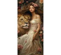 DIY 5D Diamond Painting Kits for Adults & Beginners, 21.6x41.3 in Full Round Drill Lion Diamond Art for Kids, Princess Diamond Painting Crystal Art Kit, Stress Relief Craft & Wall Decor for Home Room