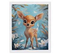 DIY 5D Diamond Painting Kits for Adults, Cute Deer Diamond Art Painting Full Round Drill Crystal Rhinestone Embroidery Craft Mosaic Kits, Gem Arts and Crafts Home Wall Decoration Gifts, 40 x 50cm S578