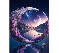 DIY 5D Diamond Painting Kits for Adults, Diamond Art Crystal Moon Diamond Painting Full Drill Crystal Rhinestone Embroidery Craft Kits for Home Wall Decor Gifts 12X16Inch