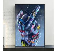 DIY 5D Diamond Painting Kits for Adults Full Round Drill Middle Finger Gesture Diamond Art Crystal Rhinestone Embroidery Cross Stitch Canvas Pictures Arts Craft for Home Wall Decor 25x30cm/10x12inch