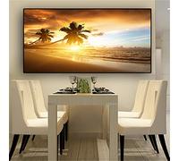 DIY 5D Diamond Painting Kits for Adults Kids, Coconut Tree Sunsets Sea Beach Diamond Art Painting Kit Full Drill Pictures Cross Stitch Embroidery, for Home Wall Decor Square Drill 50x100cm(20x40in)