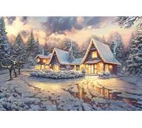 DIY 5D Diamond Painting Kits for Adults, Rhinestone Crystal Embroidery Art for Home Wall Decor Christmas Lodge by Thomas Kinkade 30x40cm