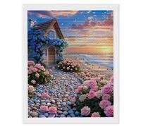 DIY 5D Diamond Painting Kits for Adults, Rose Cottage Diamond Art Painting Full Drill Crystal Rhinestone Embroidery Craft Mosaic Kits, Gem Arts and Crafts Home Wall Decoration Gifts, 40 x 50cm S-719