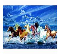 DIY 5D Diamond Painting Kits Full Drill for Adults/Kids Running Horses Blue Sky Diamond Art Crystal Rhinestone Cross Stitch Diamond Embroidery Painting for Home Decor (Square Drill,50x70cm/20x28inch)
