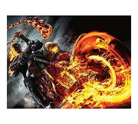 DIY 5D Diamond Painting Kits Full Drill for Kid Adult Ghost Rider Picture Crystal Rhinestone Canvas Cross Stitch Diamond Embroidery Arts Craft Gift for Home Wall Decoration Round Drill 30x40cm