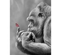 DIY 5D Diamond Painting Kits Full Drill Gorilla Large Size Diamond Art Crystal Rhinestone Cross Stitch Adults Kids Diamond Embroidery Pictures Craft for Home Wall Decor Gift Square Drill 25x30cm