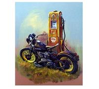 DIY 5D Diamond Painting Kits Full Drill,Landscape Motorcycle Refueling 50x60cm/20x24in Round Rhinestone Cross Stitch Embroidery Painting,Paint by Numbers Diamond Art Craft Canvas Pictures Wall Decor