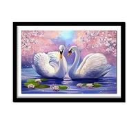 DIY 5D Diamond Painting Kits Full Drill Natural Swan Flower 50x70cm/20*28in Crystal Rhinestone Cross Stitch Diamond Painting Adults/Kids Mosaic Canvas Embroidery Diamond Art Craft for Home Wall Decor