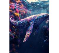 DIY 5D Diamond Painting Kits, Killer Whale Full Drill Diamond Art and Crafts Painting Pictures, Flower Embroidery Cross Stitch Canvas Painting by Numbers for Adults, Home Wall Decor,60x80cm A62S-163