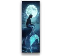 DIY 5D Diamond Painting Moon Mermaid Diamond Art Kits Adults/Kids, Large Diamond Painting Kit Crafts, Crystal Art Kits Cross Stitch Diamond Dots, for Room Wall Decor, Gift 40x120 cm/15.7x47.2 Inch