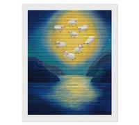 DIY 5D Diamond Painting Sheep Flying Under The Glowing Moon. Diamond Embroidery Cross Stitch Full Round Drill Mosaic Art Decor16 x20