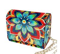 DIY 5D Flower Diamond Art Painting Crossbody Handbag with Chain,DIY Diamond Art Crystal Rhinestone Purse Flowers Pattern Kit Special Shape Makeup Shoulder Bag for Cash Carry Daily Use Travel