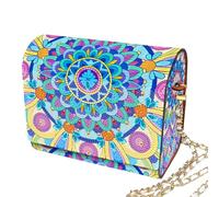DIY 5D Flower Diamond Art Painting Crossbody Handbag with Chain,DIY Diamond Art Crystal Rhinestone Purse Flowers Pattern Kit Special Shape Makeup Shoulder Bag for Cash Carry Daily Use Travel