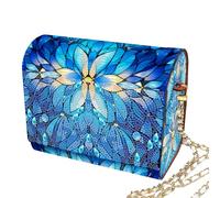 DIY 5D Flower Diamond Art Painting Crossbody Handbag with Chain,DIY Diamond Art Crystal Rhinestone Purse Flowers Pattern Kit Special Shape Makeup Shoulder Bag for Cash Carry Daily Use Travel