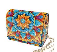 DIY 5D Flower Diamond Art Painting Crossbody Handbag with Chain,DIY Diamond Art Crystal Rhinestone Purse Flowers Pattern Kit Special Shape Makeup Shoulder Bag for Cash Carry Daily Use Travel