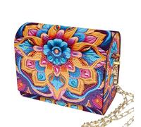 DIY 5D Flower Diamond Art Painting Crossbody Handbag with Chain,DIY Diamond Art Crystal Rhinestone Purse Flowers Pattern Kit Special Shape Makeup Shoulder Bag for Cash Carry Daily Use Travel