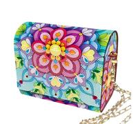 DIY 5D Flower Diamond Art Painting Crossbody Handbag with Chain,DIY Diamond Art Crystal Rhinestone Purse Flowers Pattern Kit Special Shape Makeup Shoulder Bag for Cash Carry Daily Use Travel
