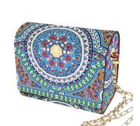 DIY 5D Flower Diamond Art Painting Crossbody Handbag with Chain,DIY Diamond Art Crystal Rhinestone Purse Flowers Pattern Kit Special Shape Makeup Shoulder Bag for Cash Carry Daily Use Travel