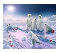 DIY 5D Full Drill Diamond Painting Kits a Group of Polar Bears are Playing Bowling Diamond Art Craft Rhinestone Embroidery Cross Stitch for Home Wall Decoration Gift Round Drill 30x40cm