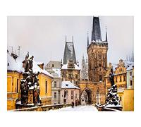 DIY 5D Full Drill Diamond Painting Kits Prague Snow Scene Diamond Craft Art Rhinestone Embroidery Cross Stitch for Home Wall Decoration Gift Round Drill30x40cm