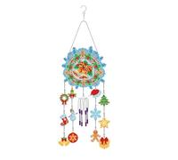 DIY 5D Handmade Diamond Art Painting Wind Chime Pendant,Creative Acrylic Xmas WreathThree-dimensional Decorative Pendant,Santa Hat Xmas Tree Snowflakes Window Living Room Bedroom Wind Chime