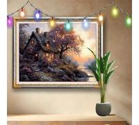 DIY 5D House Diamond Painting Kits, Crystal Rhinestone Arts Crafts for Adults and Kids, River Cross Stitch Embroidery Art, Gem Painting Home Wall Decor, Diamond Art by Numbers (70x50cm) 58F-4314
