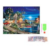DIY 5D Landscape Lodge Full Drill Round Home Decoration Embroidery Picture Handcraft Art Kit