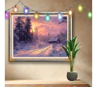 DIY 5D Pine Tree Diamond Painting Kits,Crystal Rhinestone Arts Crafts for Adults and Kids,Wooden House Cross Stitch Embroidery Art,Gem Painting Home Decor,Diamond Art by Numbers 133x100cm 58F-3659