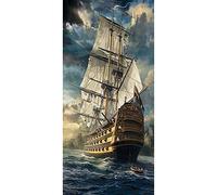 DIY 5D Sea Sailboat Full Round Drill Rhinestone Picture Home Decor Mosaic Resin Kit for Pirate Ship Paintings Craft Cross Stitch Embroidery Decoration 40 * 80CM