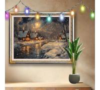 DIY 5D Snow Scene Diamond Painting Kits,Crystal Rhinestone Arts Crafts for Adults and Kids,Countryside Cross Stitch Embroidery Art,Gem Painting Home Decor,Diamond Art by Numbers 133x100cm 58F-4499