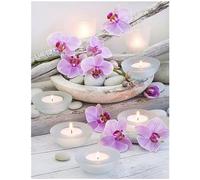DIY 5D Square Diamond Painting Pictures Full Large Orchid and Candle 15x19 inches Diamond Art Mosaic Pictures Crystal Rhinestones Embroidery Arts Crafts Supplies for adults Office Decoration 40x50cm
