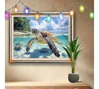 DIY 5D Turtle Diamond Painting Kits,Crystal Rhinestone Arts Crafts for Adults and Kids,Landscape Cross Stitch Embroidery Art,Gem Painting Home Wall Decor,Diamond Art by Numbers (70x50cm) 58F-1794