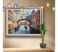 DIY 5D Venice Diamond Painting Kits, Crystal Rhinestone Arts Crafts for Adults and Kids, Bridge Cross Stitch Embroidery Art, Gem Painting Home Wall Decor, Diamond Art by Numbers (80x60cm) 58F-3805