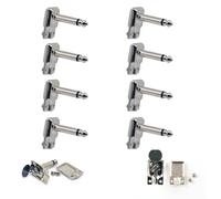 DIY 6.35MM 1/4" Mono Male 90 Degree Right Angle Square Pancake Style Jack Plugs Connectors for Speaker, Nickle Plated TS Male Mono Phono Ideal for Guitar Patch Cables for Effects Pedal Boards (8)