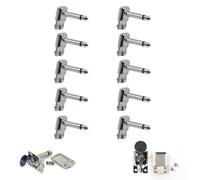 DIY 6.35MM 1/4" Mono Male 90 Degree Right Angle Square Pancake Style Jack Plugs Connectors for Speaker, Nickle Plated TS Male Mono Phono Ideal for Guitar Patch Cables for Effects Pedal Boards (10)