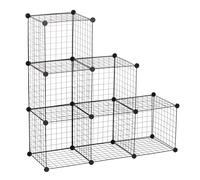 DIY 6 Cube Wire Storage Cabinet Organiser, 111L x 37W x 111Hcm-Black