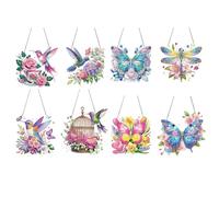 DIY Acrylic Diamond Art Painting Wreath Kits Special Shaped Rhinestone Round Diamonds Art Window Pendants Home Garden Wall Hanging Kits-8PCS