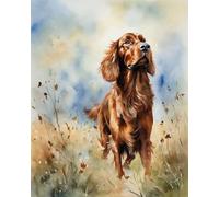 DIY Acrylic Paint by Numbers Kits on Canvas,Irish Setter Dog on The Grass,Dreamy Hues,A Visual Feast in Digital Oil Painting,40x50cm Without Frame