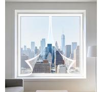 DIY Adjustable Magnetic Fly Screen 115 x 120 cm Selfadhesive Tape Selfadhesive Window Guard Screen Easy Install for Home, Office, Bedroom, Living Room Kitchen, White