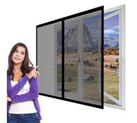 DIY Adjustable Magnetic Fly Screen 135 x 155 cm with Selfadhesive Magnetic Window Fly Screen Insect Mesh Easy Installation for Home, Office, Bedroom, Living Room Kitchen, Black