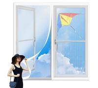 DIY Adjustable Magnetic Fly Screen 60 x 155 cm Selfadhesive Tape Mosquito Net Window Insect Screen Mesh Custom Size for Living Room Bedroom Offfice, White